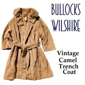 100% PURE CAMEL HAIR VINTAGE 1950s Bullocks Wilshire Trench Coat Jacket …